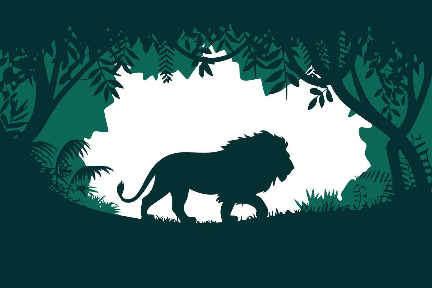 Isolated lion illustrations minimal silhouette style set vector