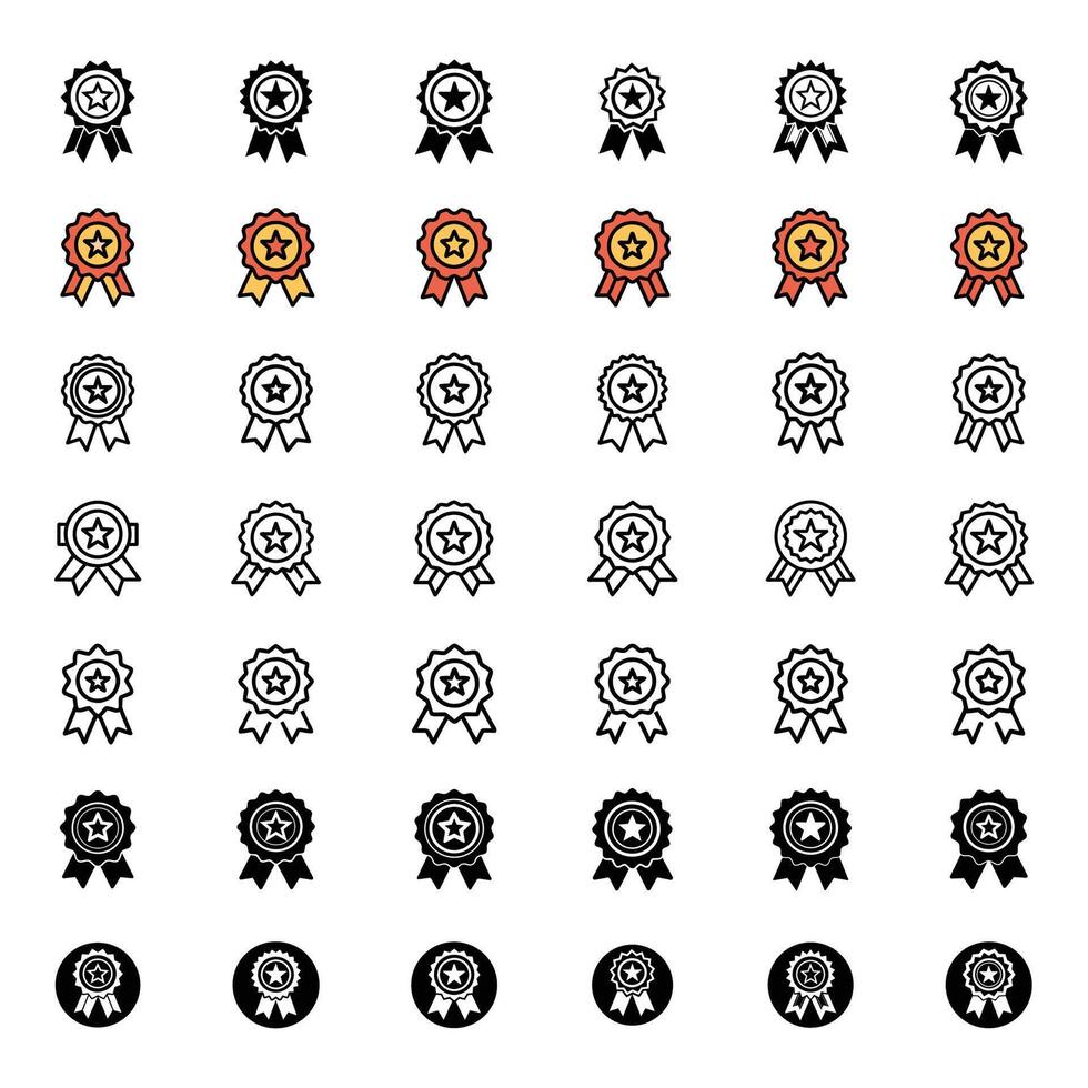 Collection of isolated badge icons simple illustrations vector