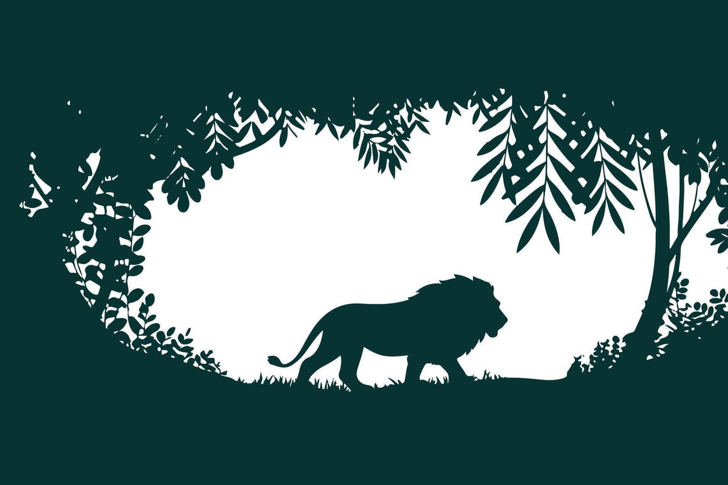 Clean lion illustration set flat and minimalistic silhouette vector