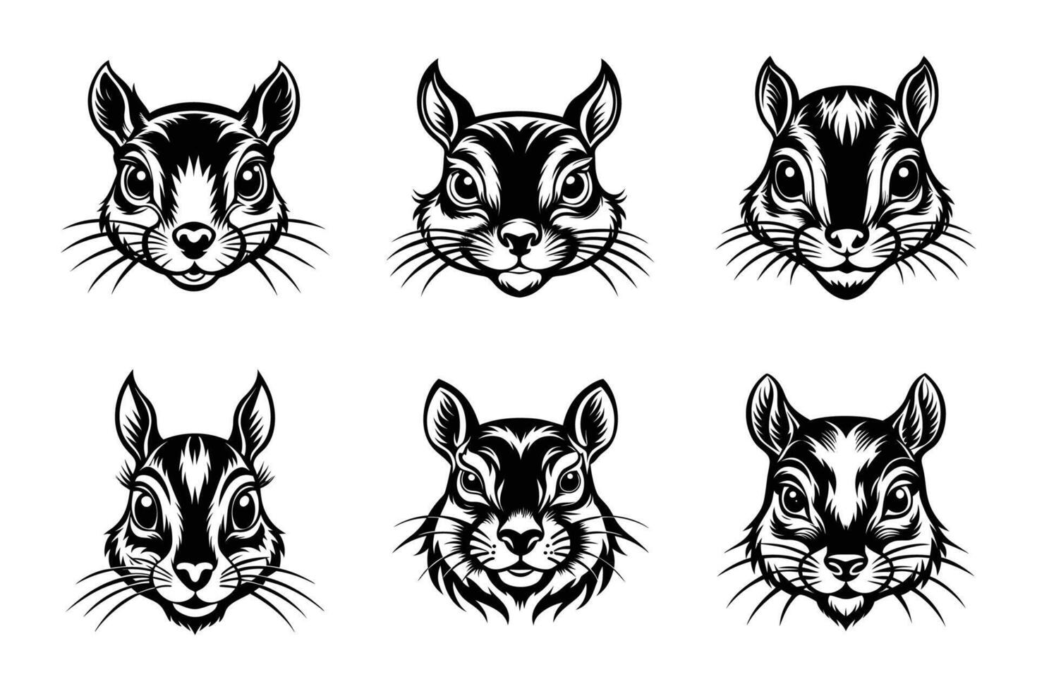 Minimalist squirrel head silhouette simple flat illustration vector