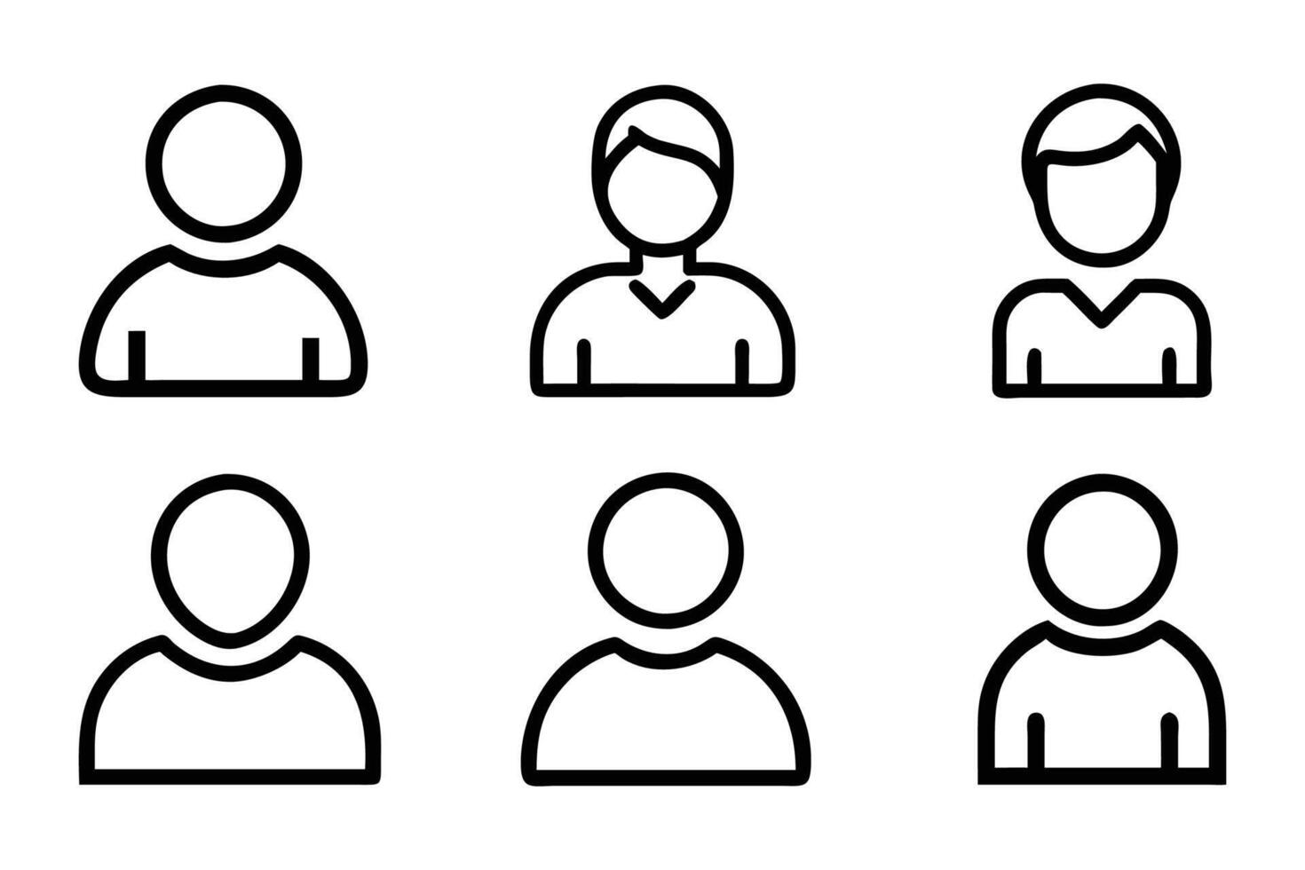 User icon set flat line art illustrations vector