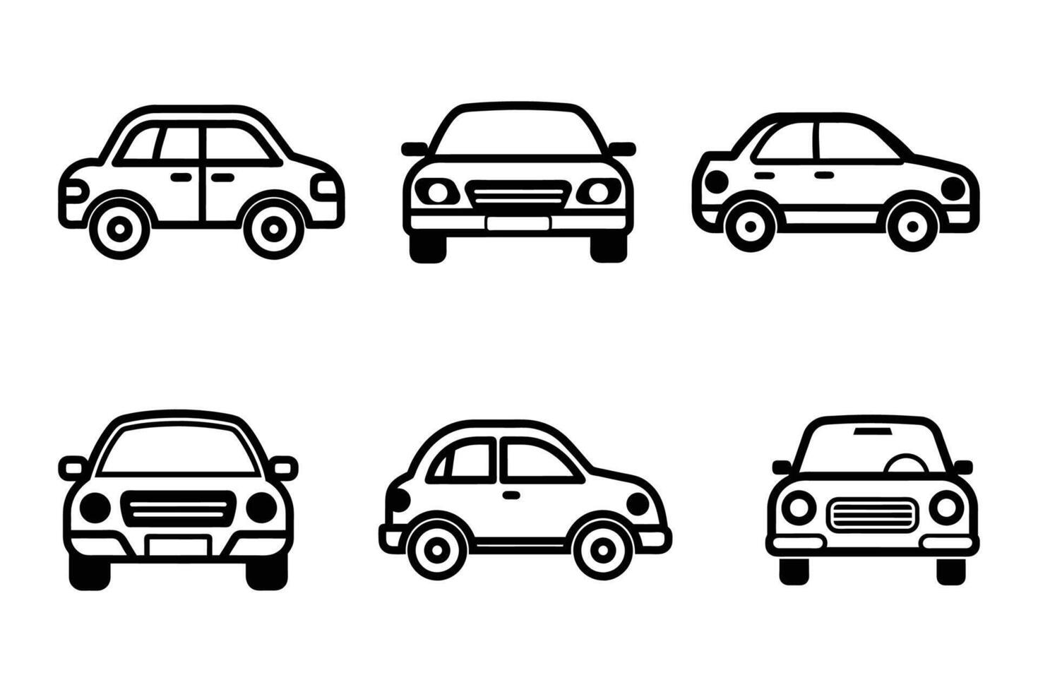 Car icon set flat line art illustrations vector