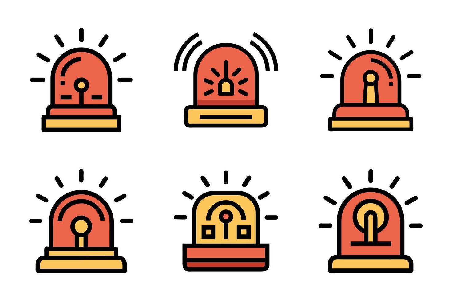Flat design alarm icons isolated style vector