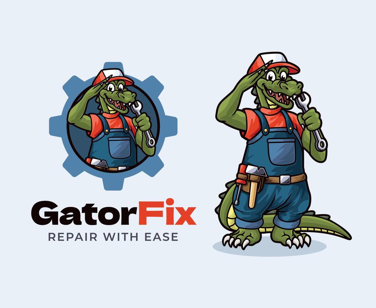 Gator Fix Mascot Design vector