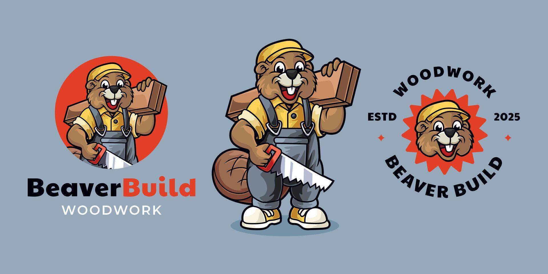Beaver Build Mascot Design vector