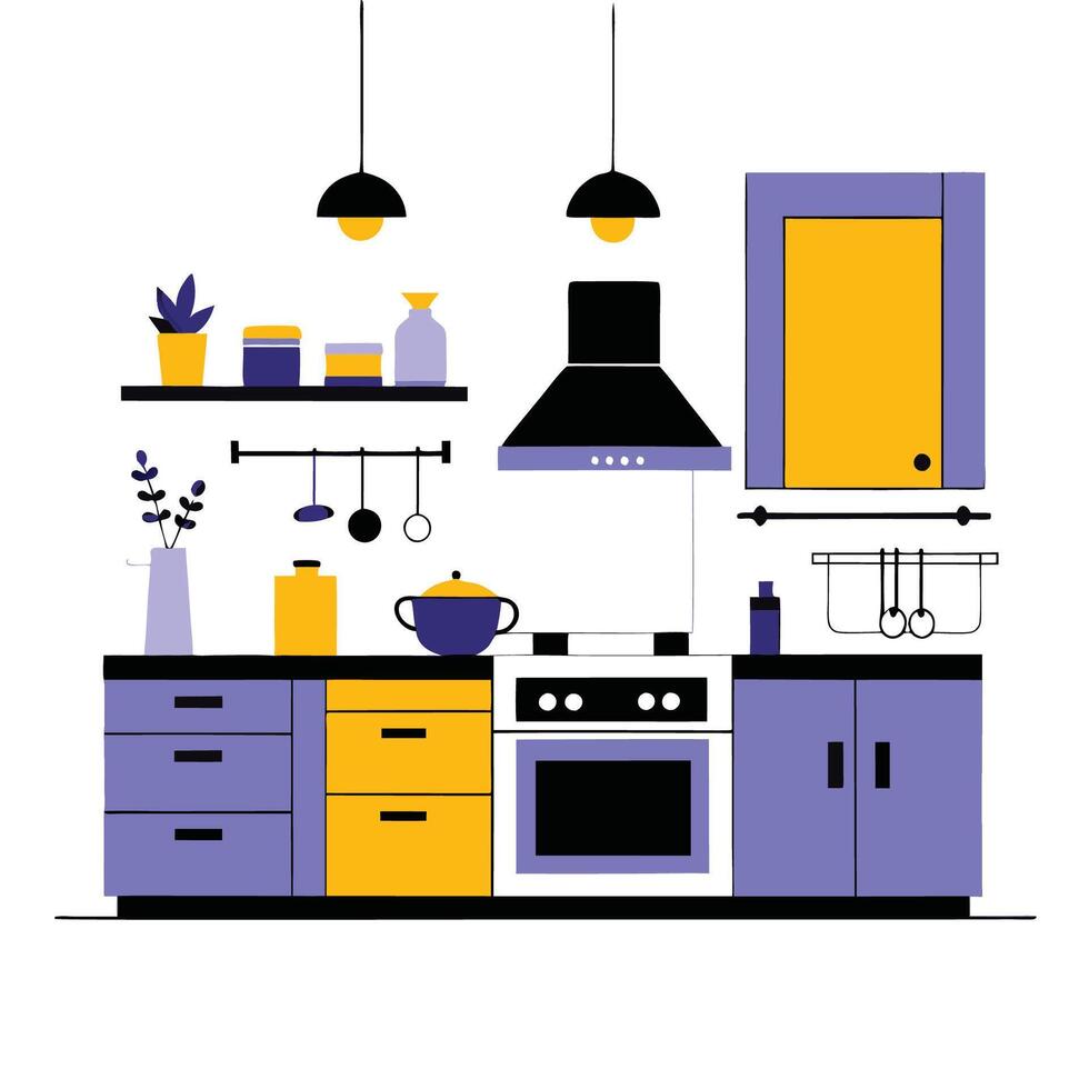 Modern Kitchen Design Concept with Stylish Appliances and Sleek Finishes vector