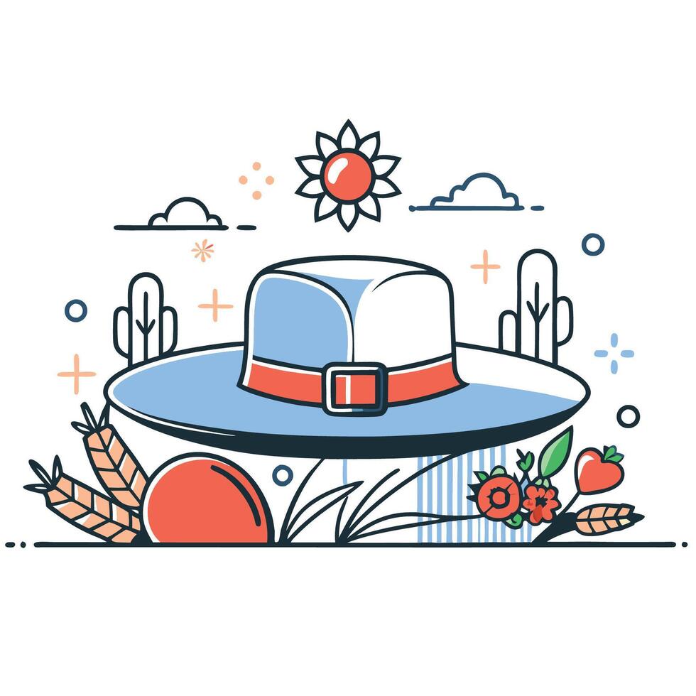 Conceptual Illustration of a Detailed Farmer Hat with Distinctive Features vector