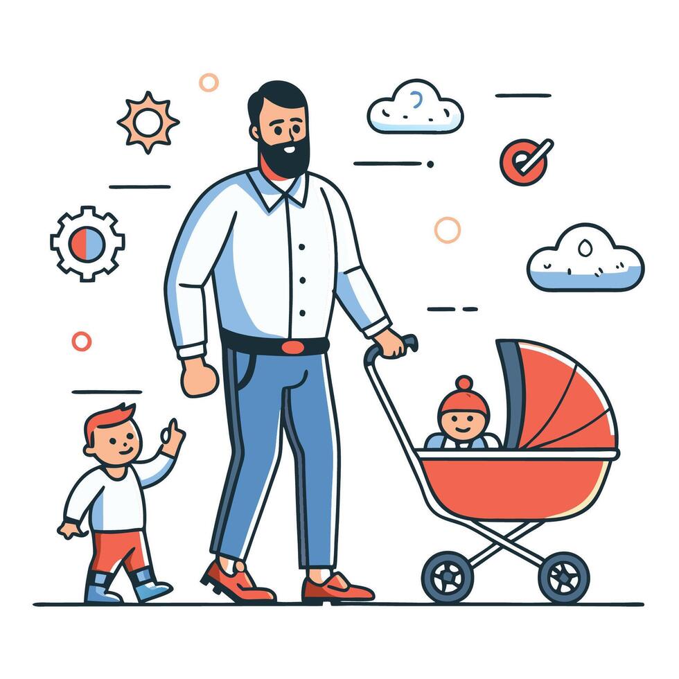Visual Representation of Fatherhood A Journey of Bonding and Care vector