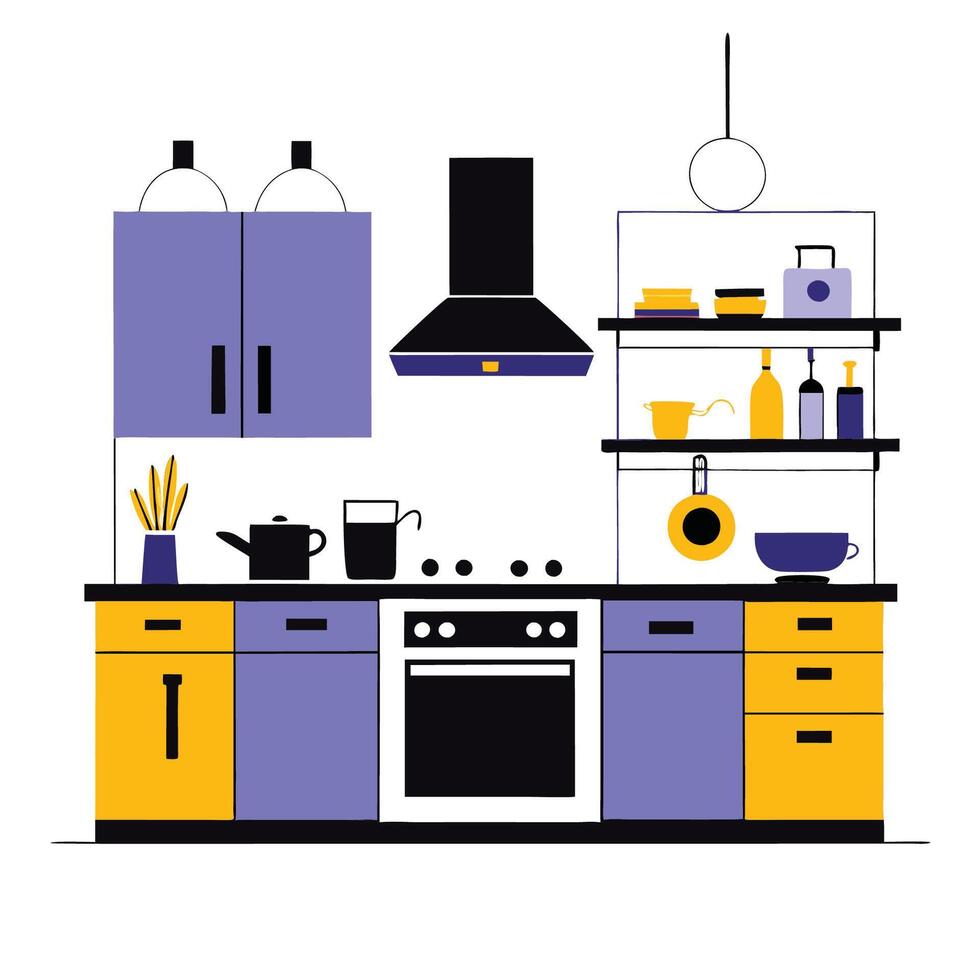 Modern Kitchen Concept, Technological Advancements and Sleek Design vector