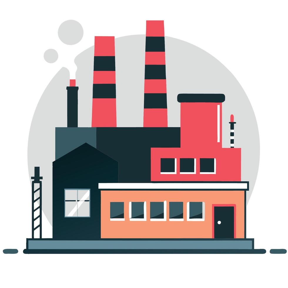 Illustrated Depiction of the Factory Concept with Modern Machinery and Processes vector