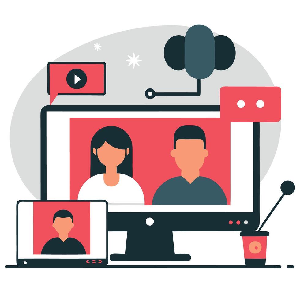 Live Streaming Concept Illustration Connecting Viewers in Real-Time vector