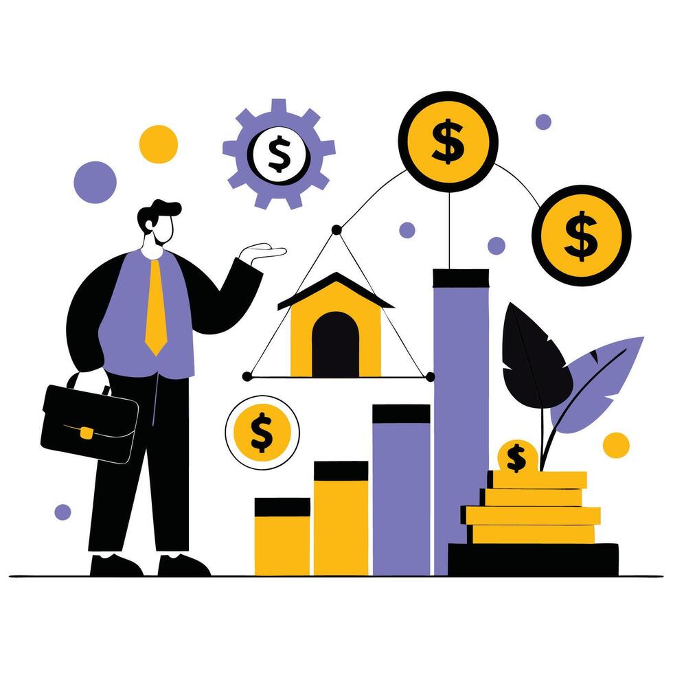 Illustrated Depiction of Financial Concepts and Principles vector