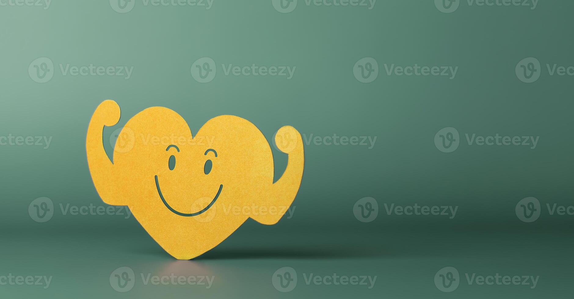a Strong Smiling Heart Paper represent a Very Well Mental and Body, also Love and Organ Heart Health photo