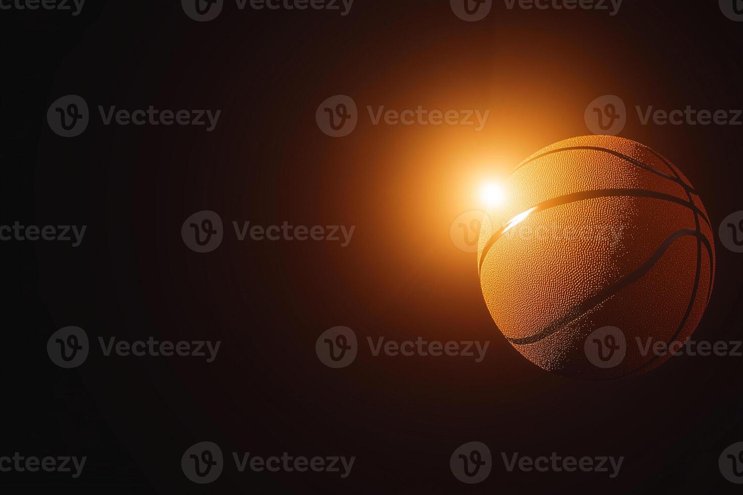 Dynamic Basketball Orbital Motion on Black Background with Light Flare Effect photo