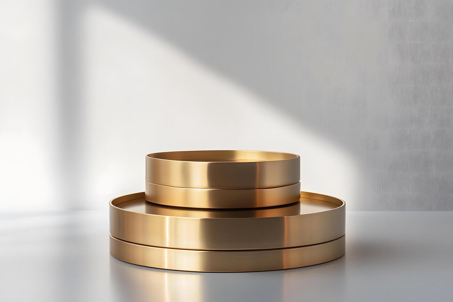 Stacked Gold Rings with Soft Light Reflection photo