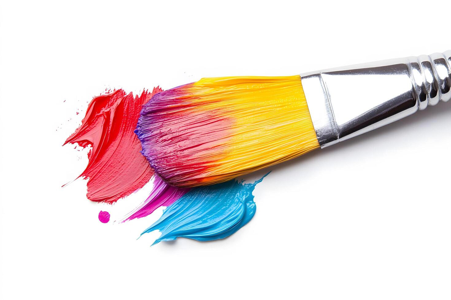 Colorful Paint Brush with Red, Purple, and Blue Paint Strokes photo