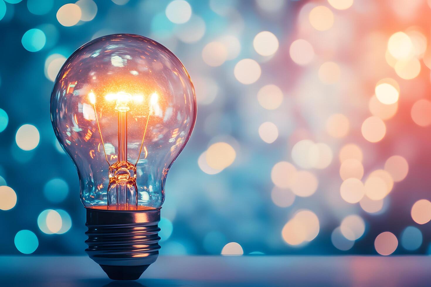 Glowing Light Bulb with Bokeh Background image photo