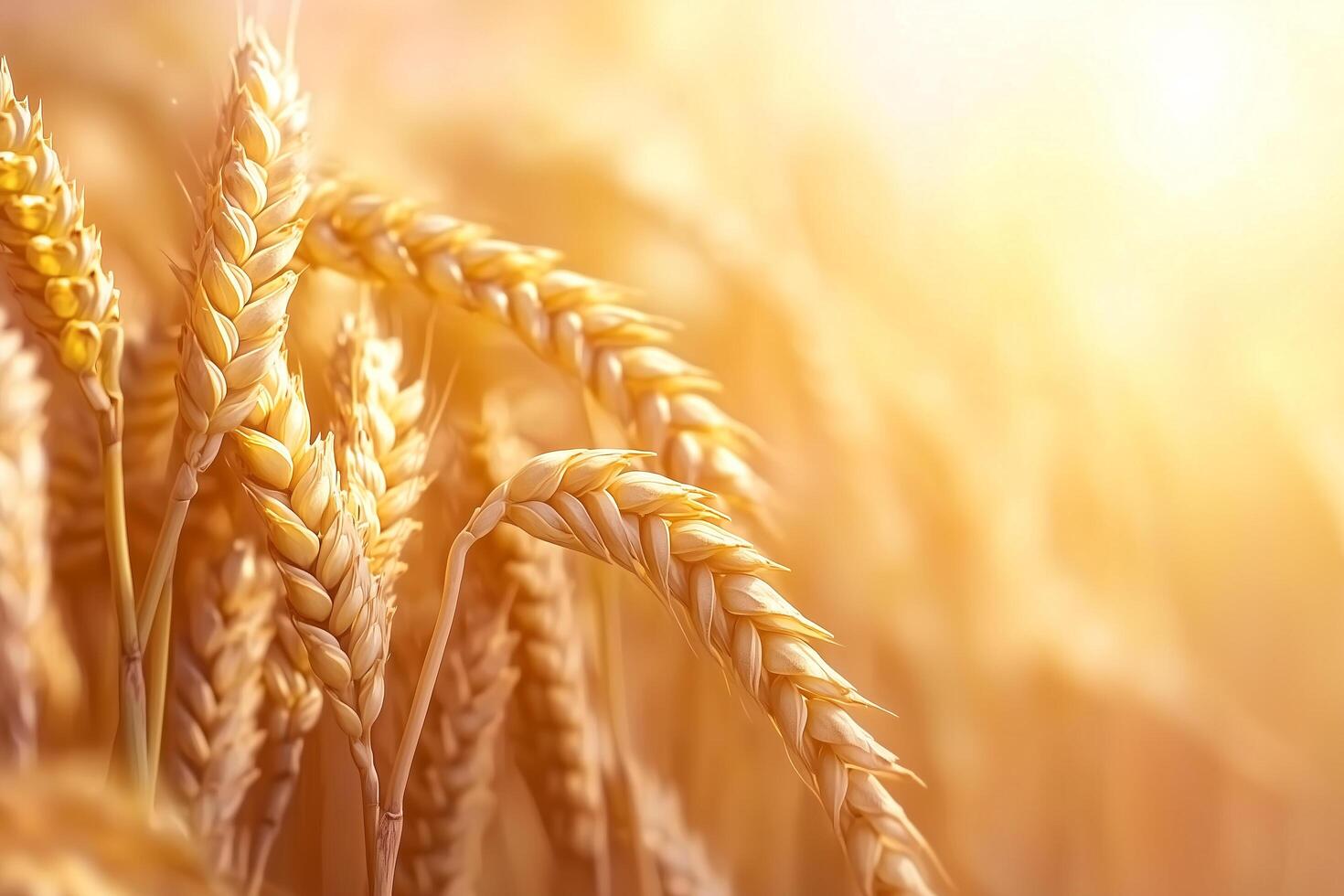 Golden Wheat Field Under a Sunny Sky on a Beautiful Day photo