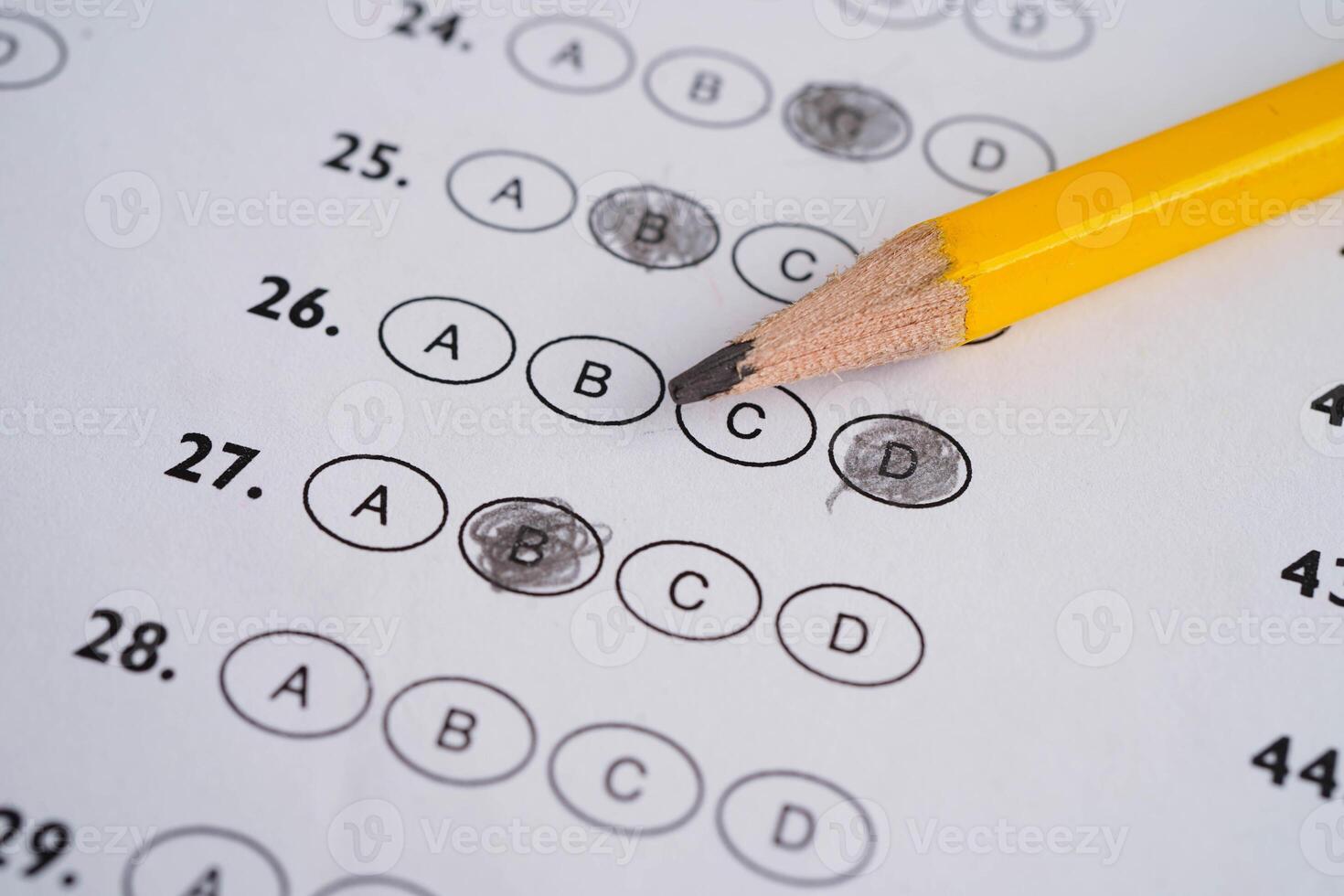 Answer sheets with pencil drawing fill to select choice, education photo