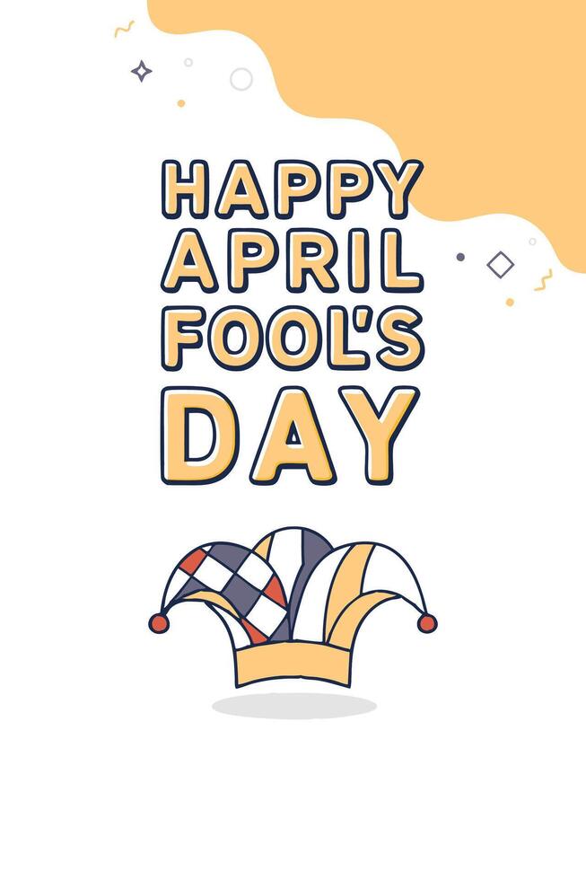a jester's hat with the words Happy April Fool's Day written vector