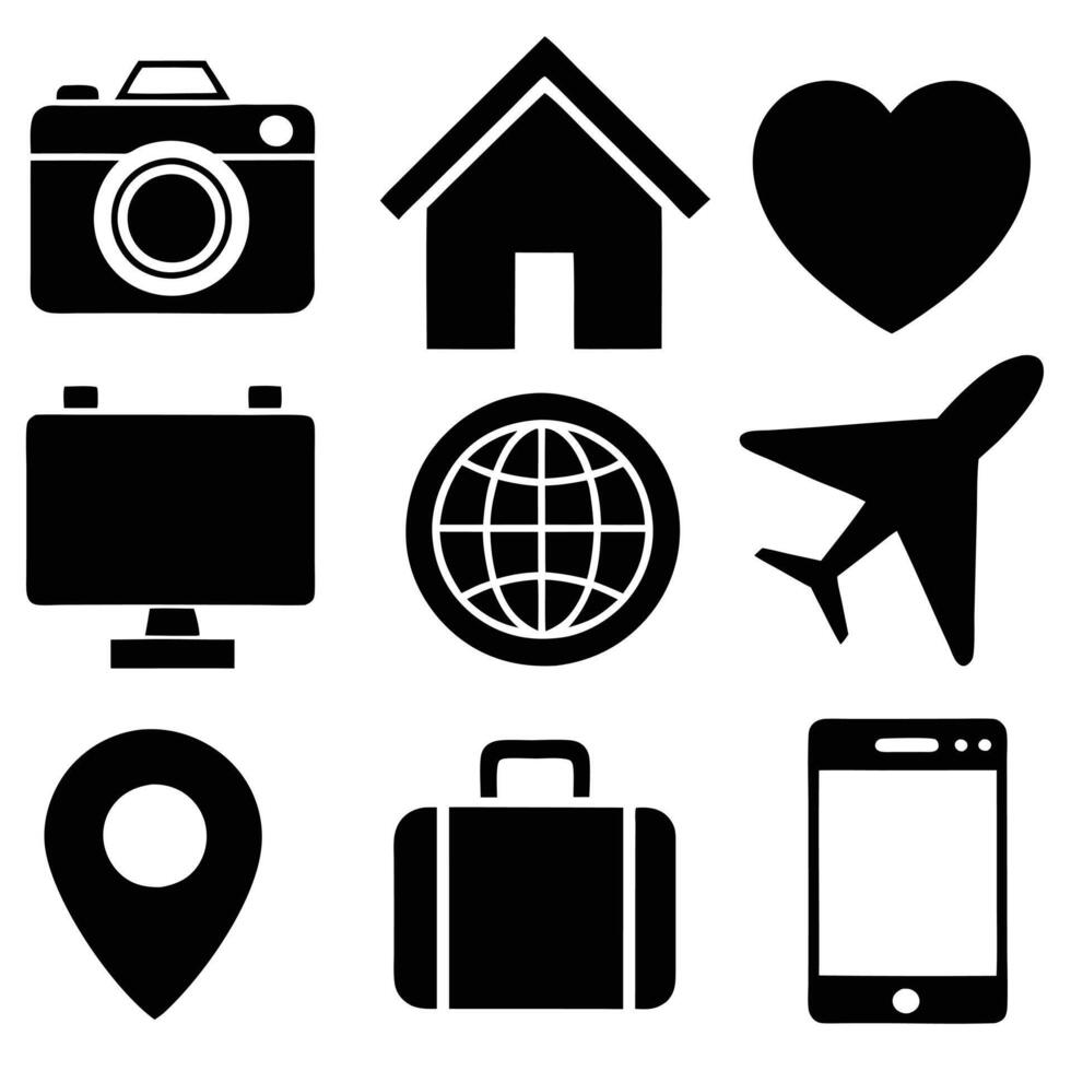 Set of Travel and Technology Icons Collection vector
