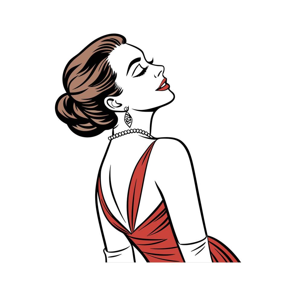 Glamorous Classic Hollywood Fashion Model Design vector