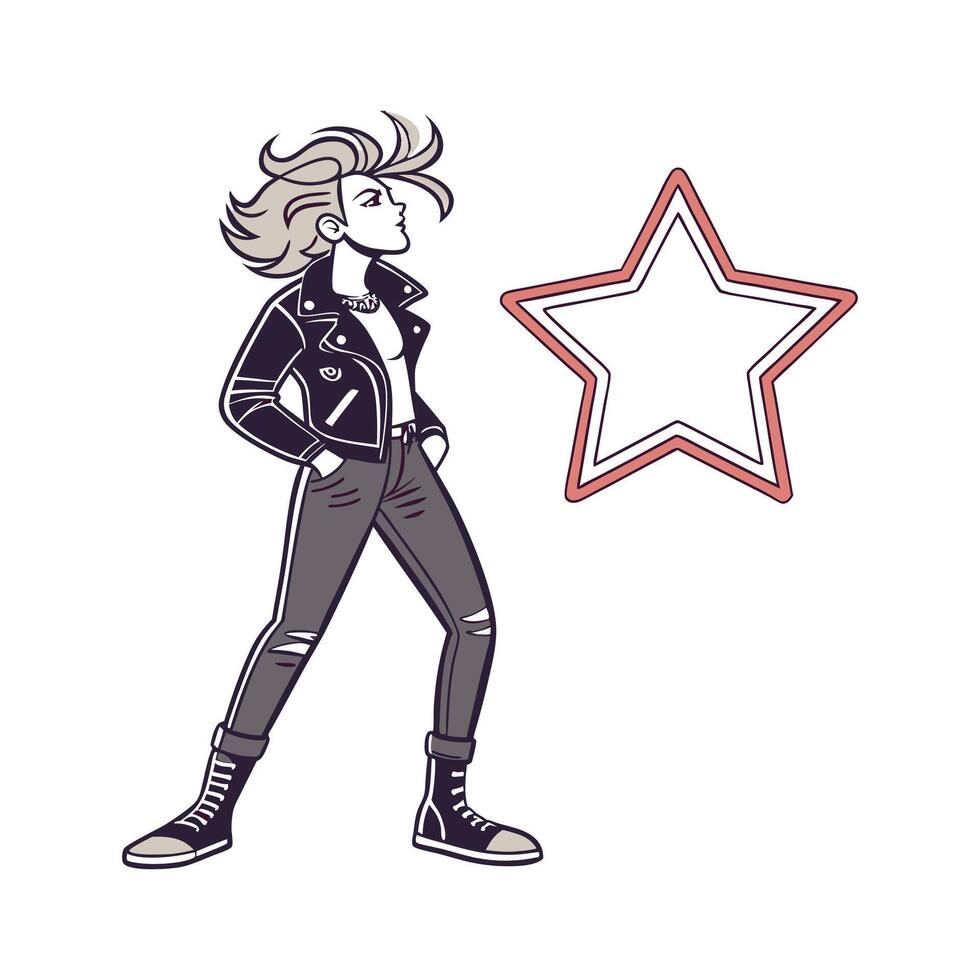 Creative Edgy Rockstar Fashion Model Design vector