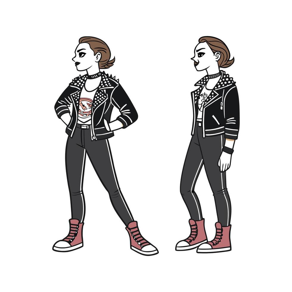 Edgy Studded Leather Jacket Fashion Design vector