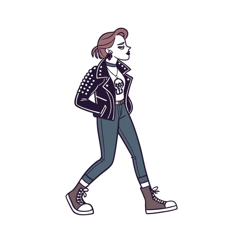 Trendy Edgy Studded Leather Jacket Design vector