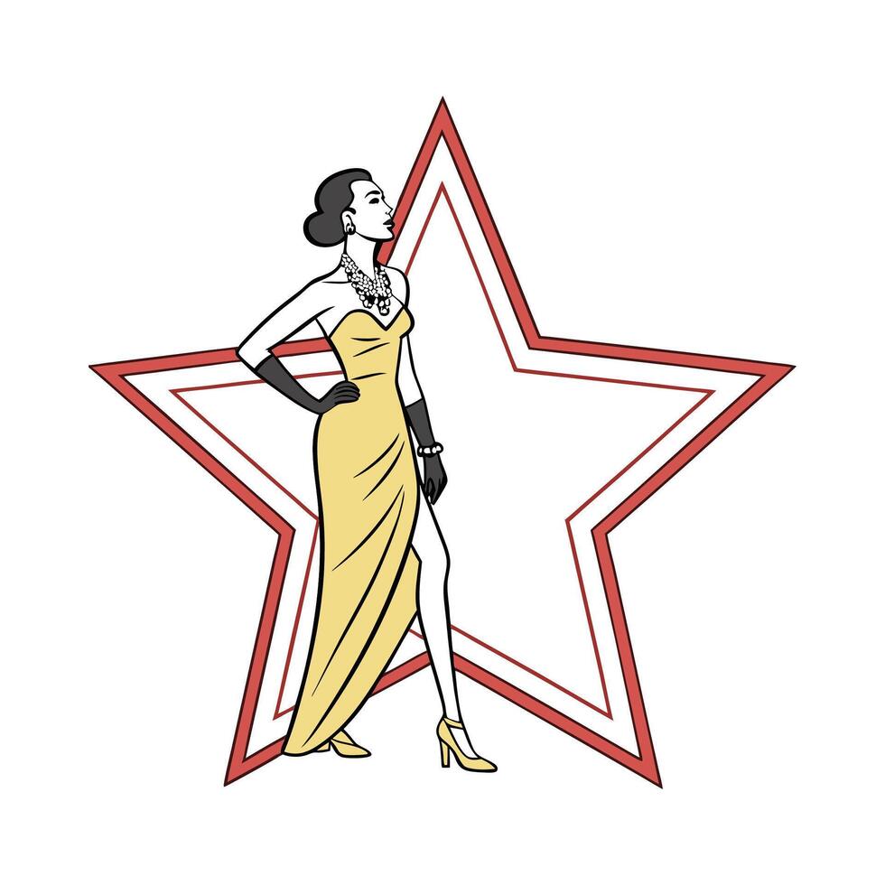 Glamorous Red Carpet Fashion Model Design vector