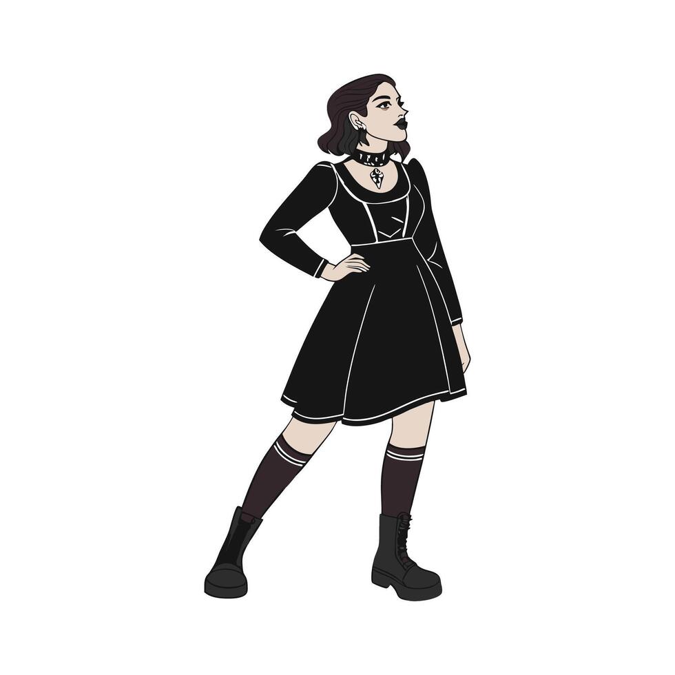 Elegant Gothic Glam Fashion Model Design vector