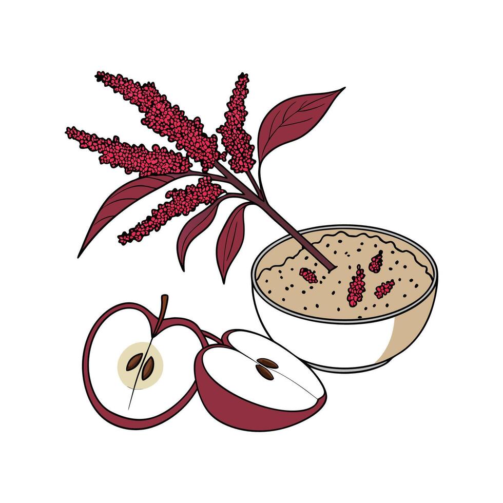 Delicious Amaranth Apple Mash on a White Background vector