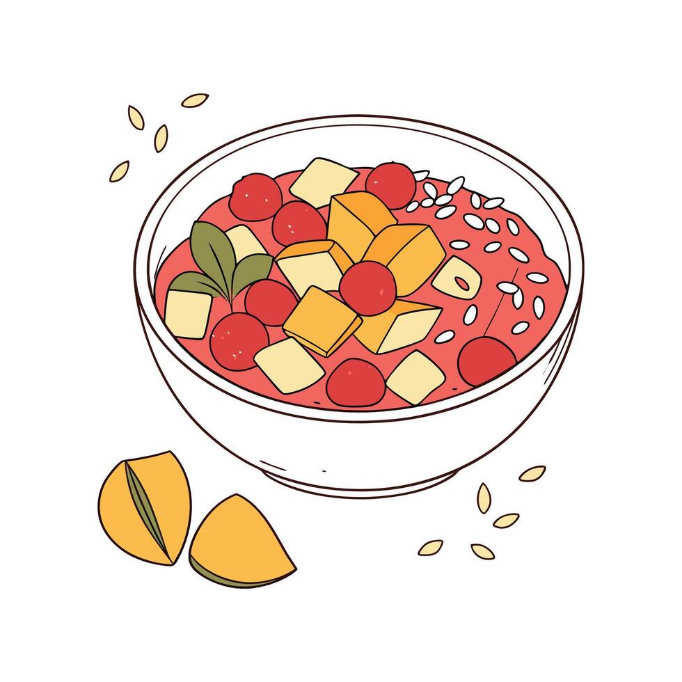Amaranth Mango Porridge on White Background vector