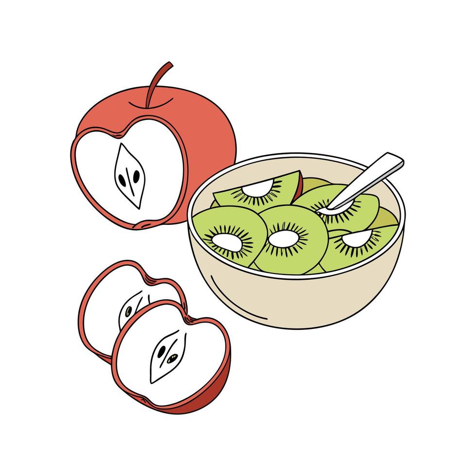 Fresh Apple Kiwi Puree Verde Background vector