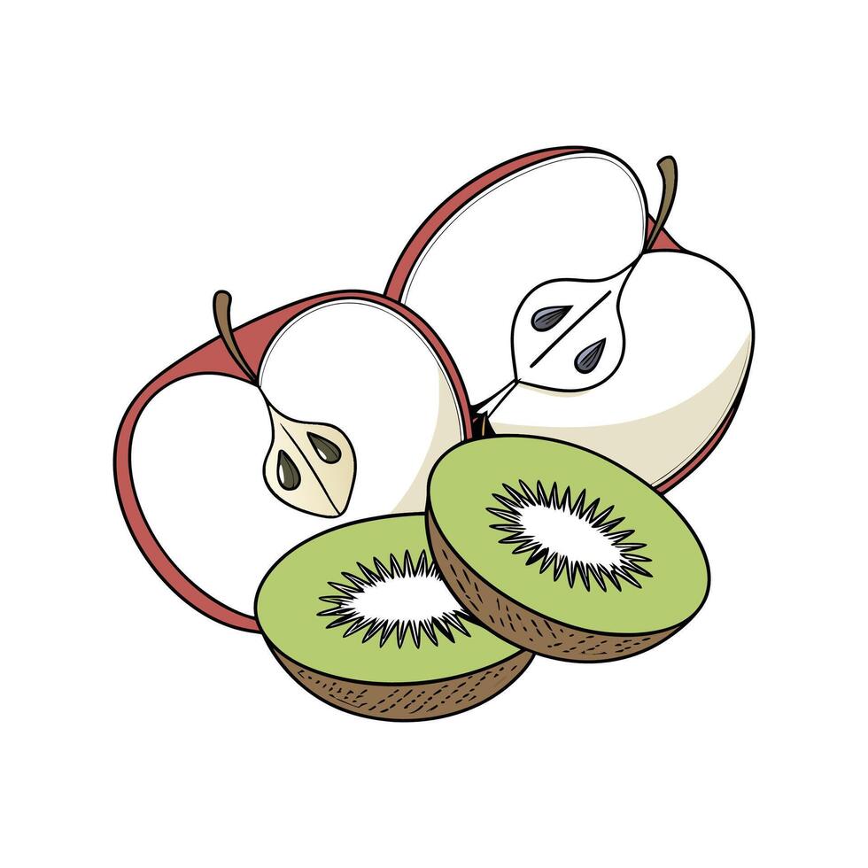 Delicious Apple Kiwi Puree on White Background vector