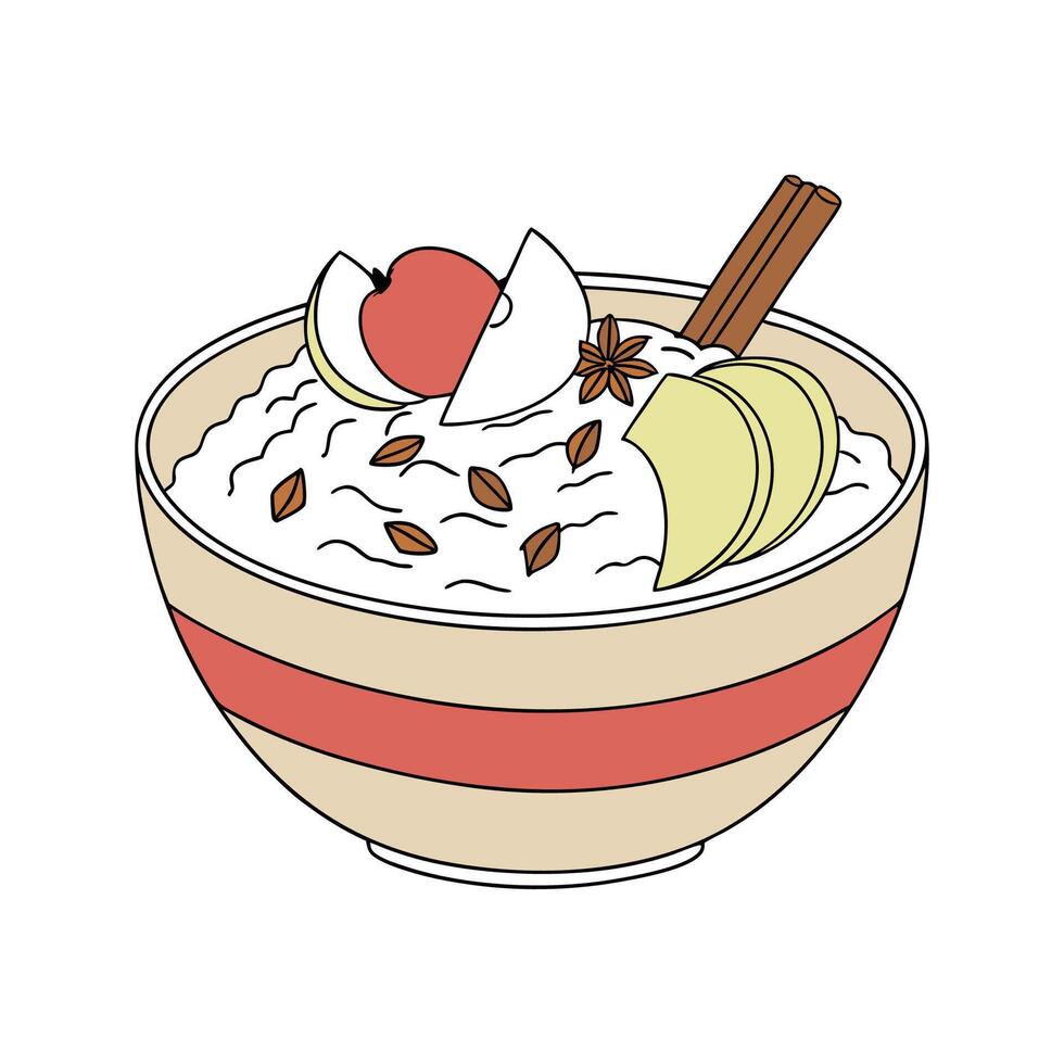 Nutritious Apple Rice Pudding For Snacking vector