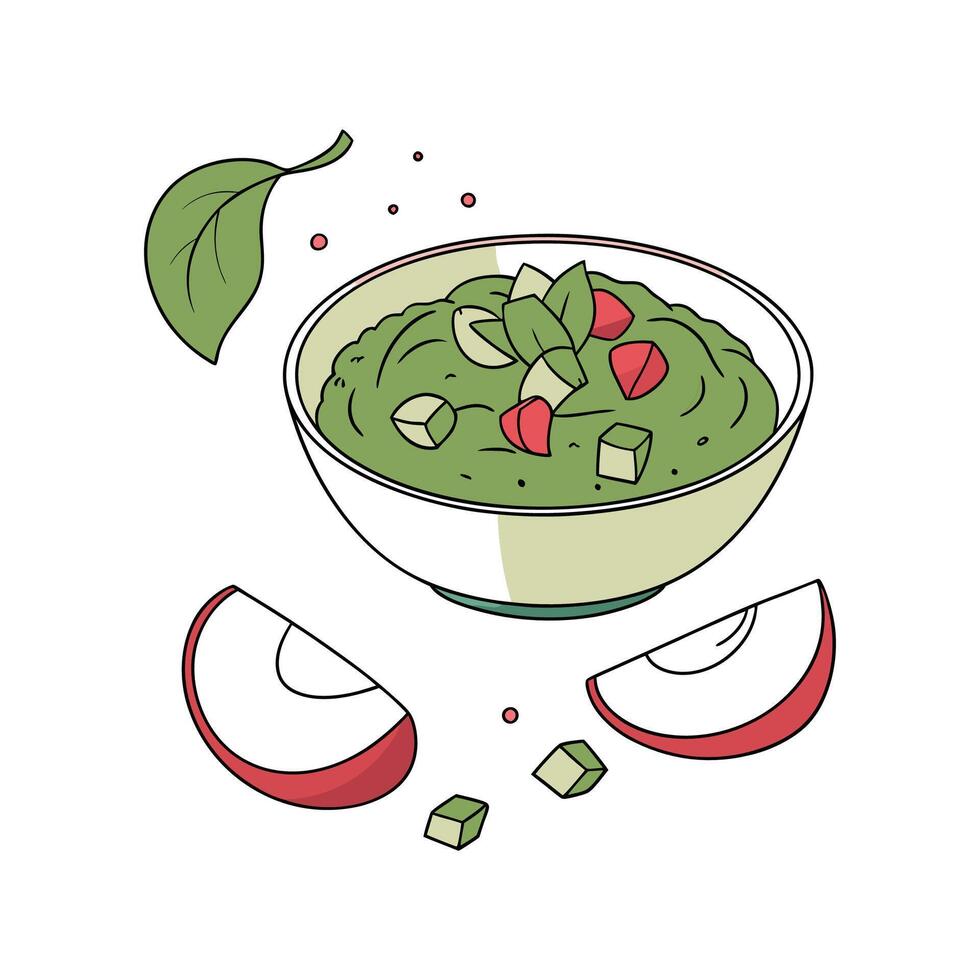 Apple Spinach Puree on White Background vector