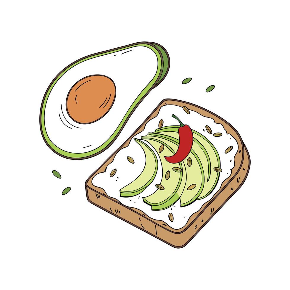 Delicious Avocado Whole Wheat Toast Mash vector
