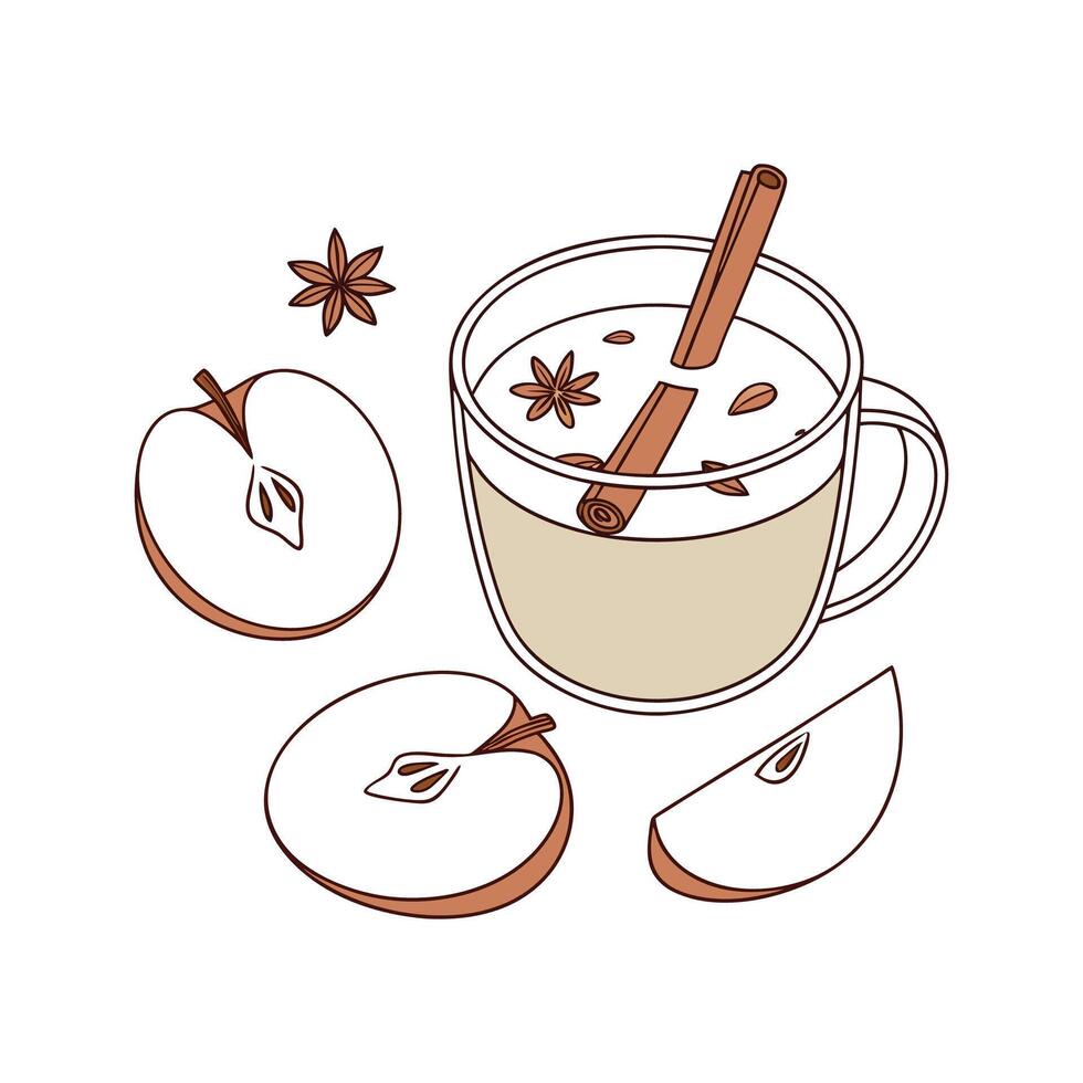 Delicious Baked Apple Cinnamon Drink For Fall vector