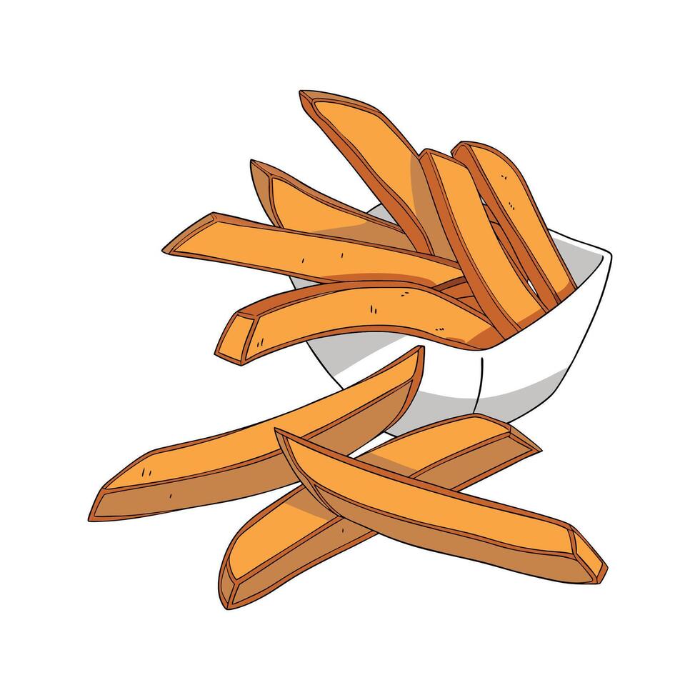 Delicious Baked Sweet Potato Fries Crunchy Snack vector