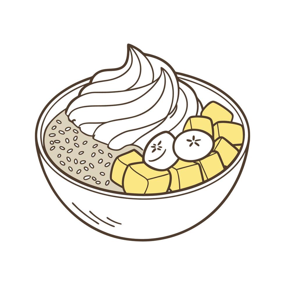 Tasty Chia Pudding with Banana and Coconut vector