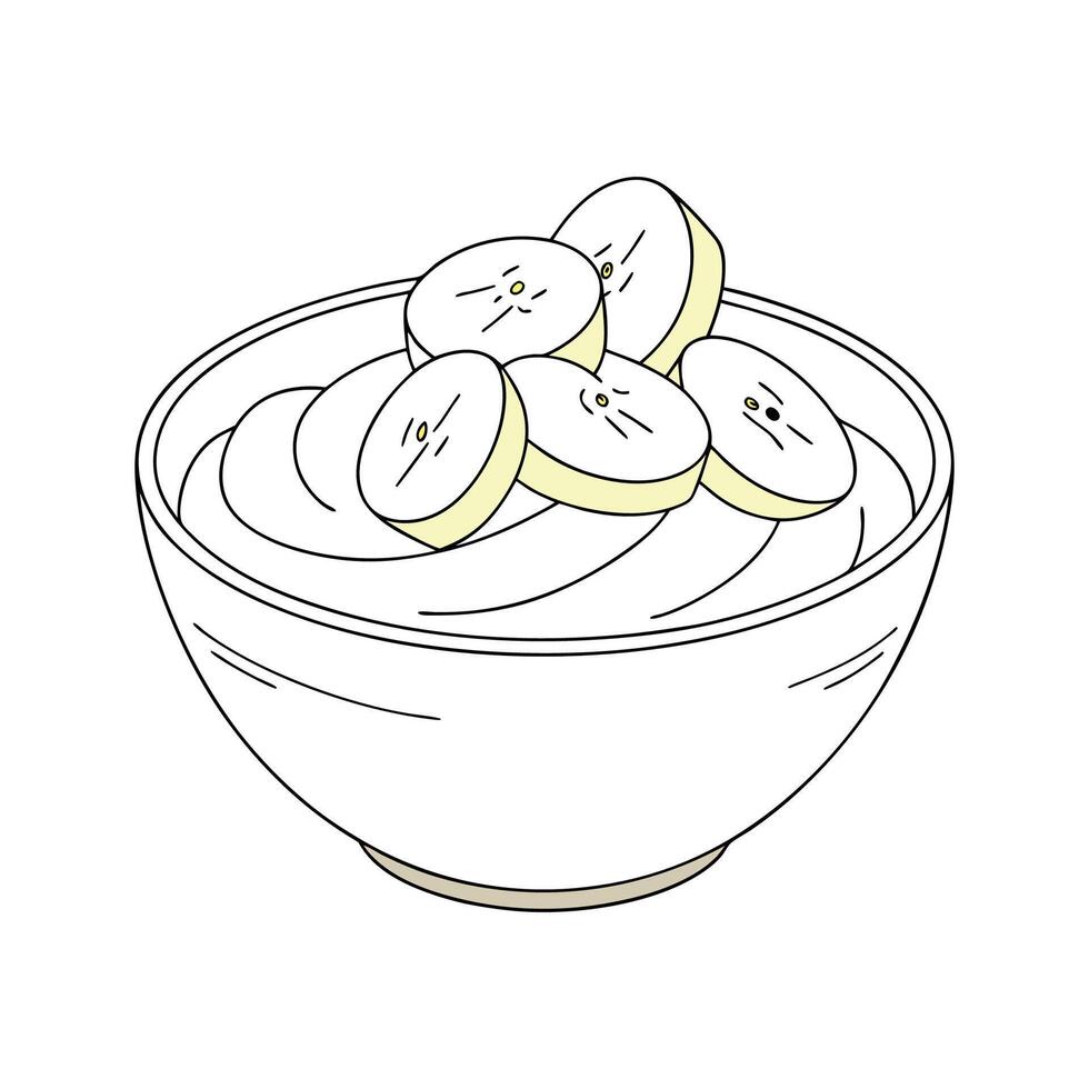 Refreshing Banana Yogurt Puree Quick Snack vector