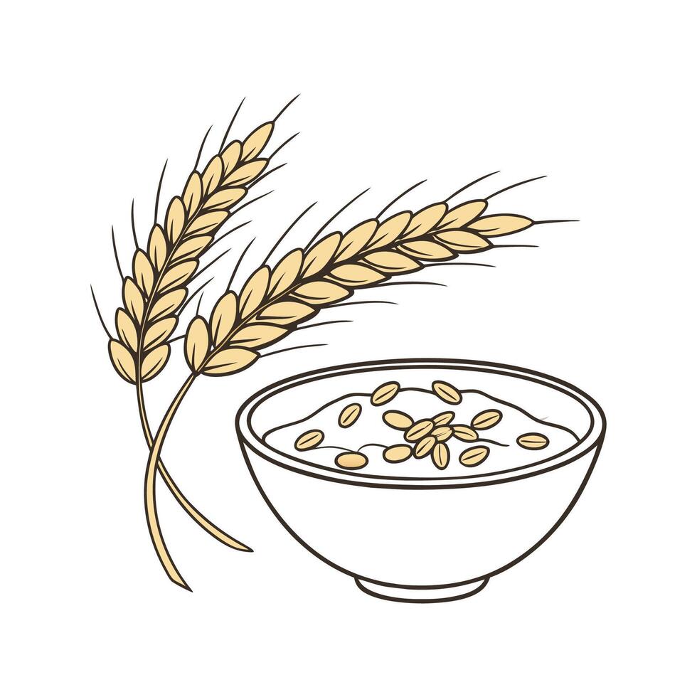 Healthy Barley Cereal Bowl for Your Diet vector