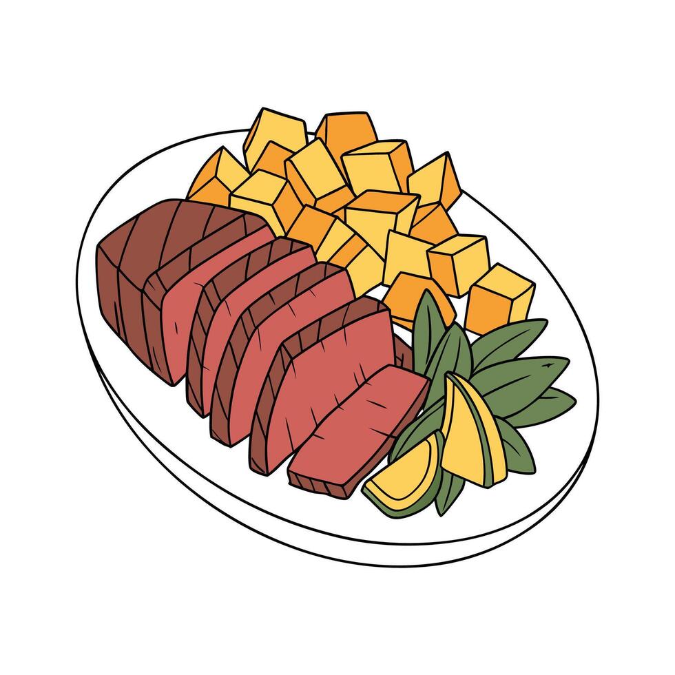 Tasty Beef Sweet Potato Blend Gourmet Delight vector