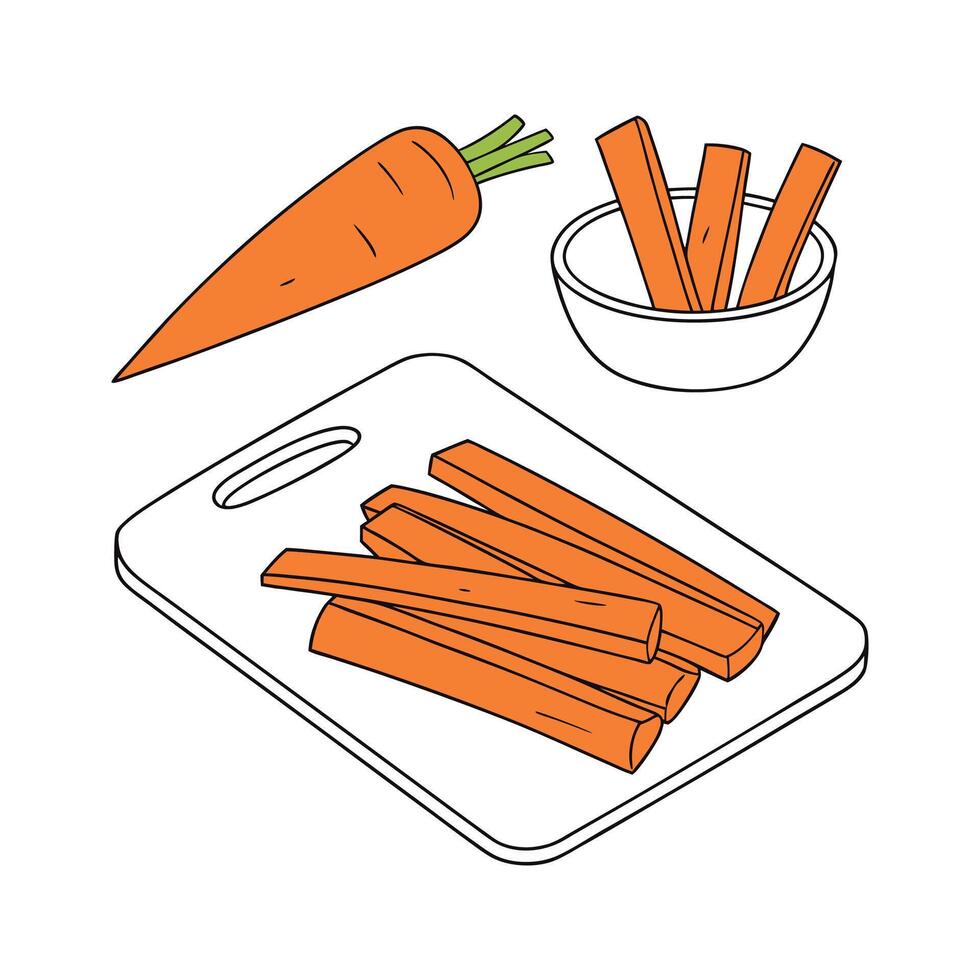 Delicious Boiled Carrot Sticks Quick Treat vector