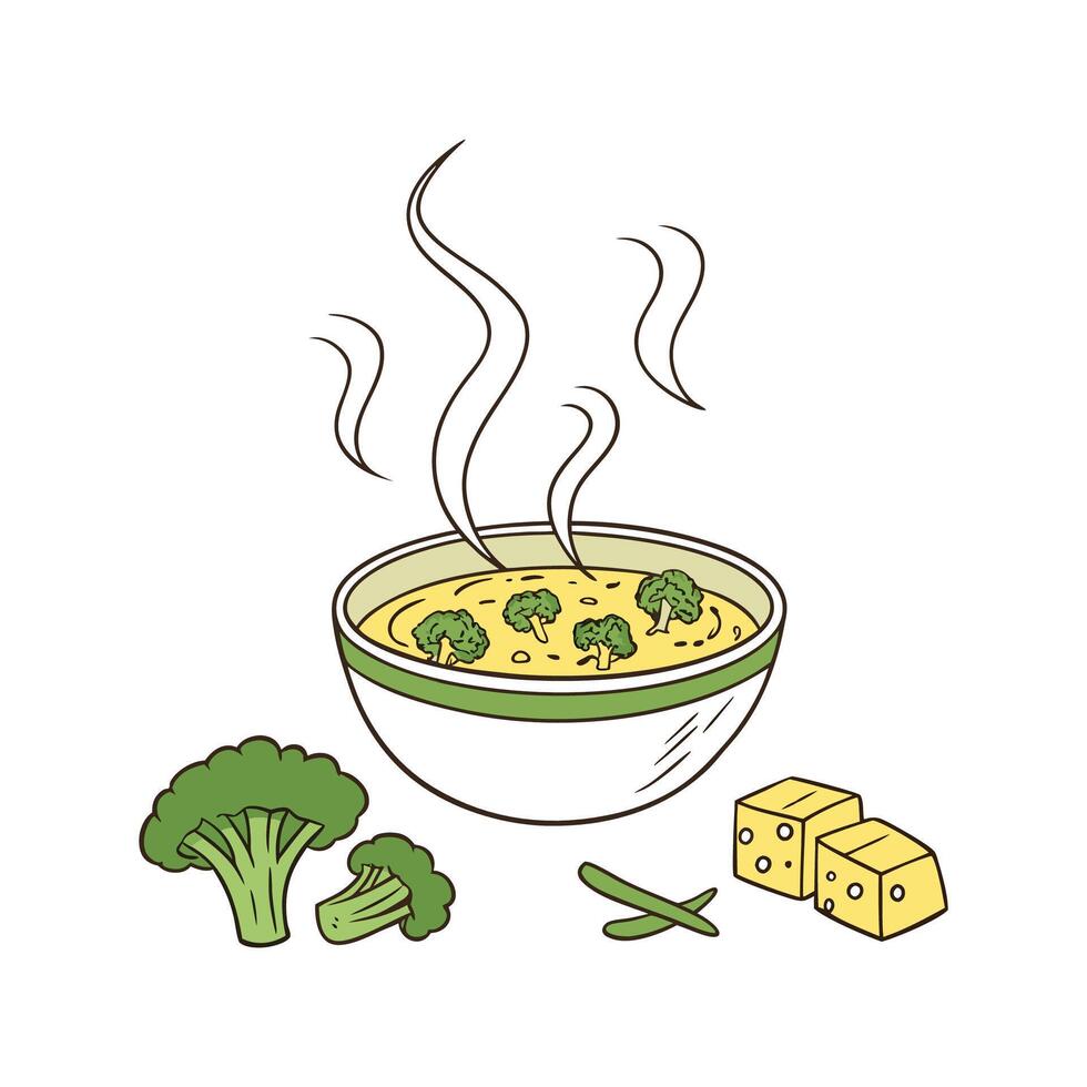 Creamy Broccoli Cheese Soup Easy Recipe vector
