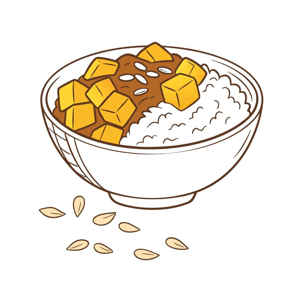 Delicious Brown Rice Mango Mash Healthy Snack vector