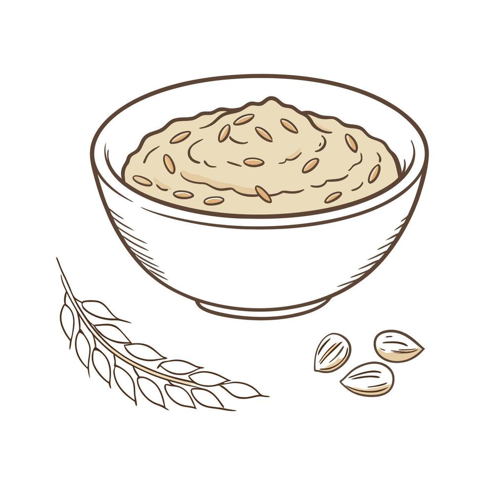 Delicious Brown Rice Puree for Dinners vector