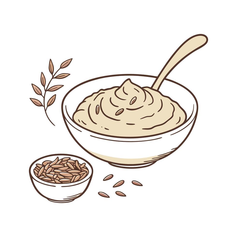 Yummy Brown Rice Puree for Nutritious Snacks vector