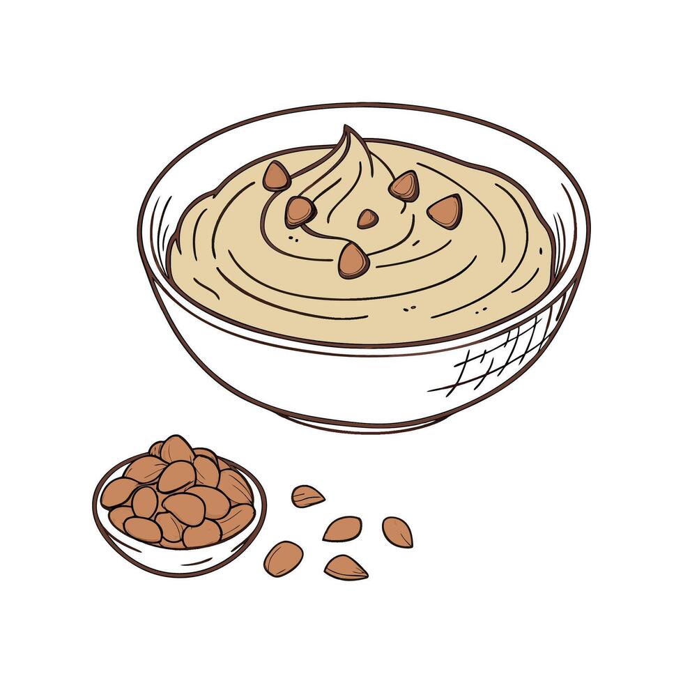 Nutritious Buckwheat Almond Butter Puree Dish vector